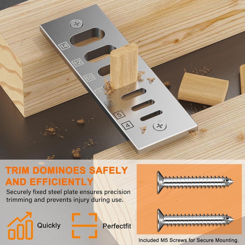 FETUSI Domino Tenon Trim Plate,Trims Domino 4mm to 14mm Sizes,High-Grade Stainless Steel for Woodworking,Compatible with Domino Joiners,Eliminates Sanding and Razor Blade Use - Image 2